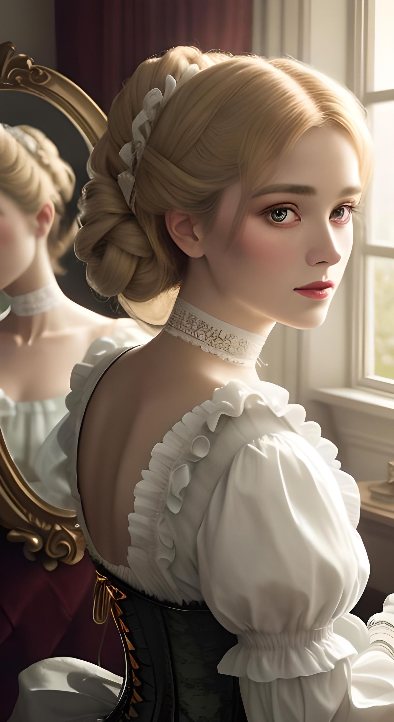 Ethereal Portrait of 1890s Lady in Drawing Room