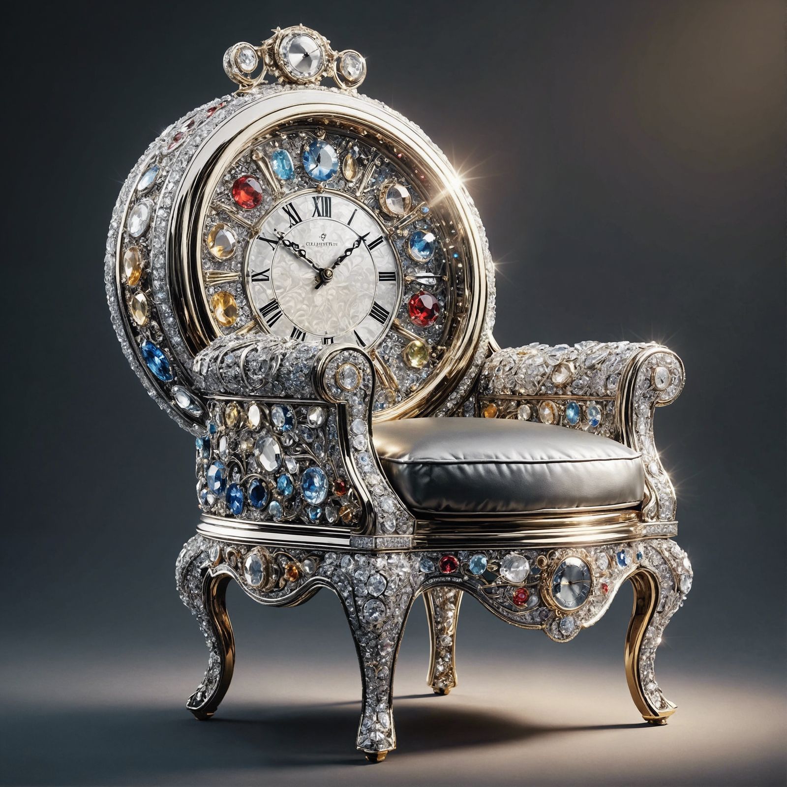 Jeweled Clock Chair: Functional Art Timepiece