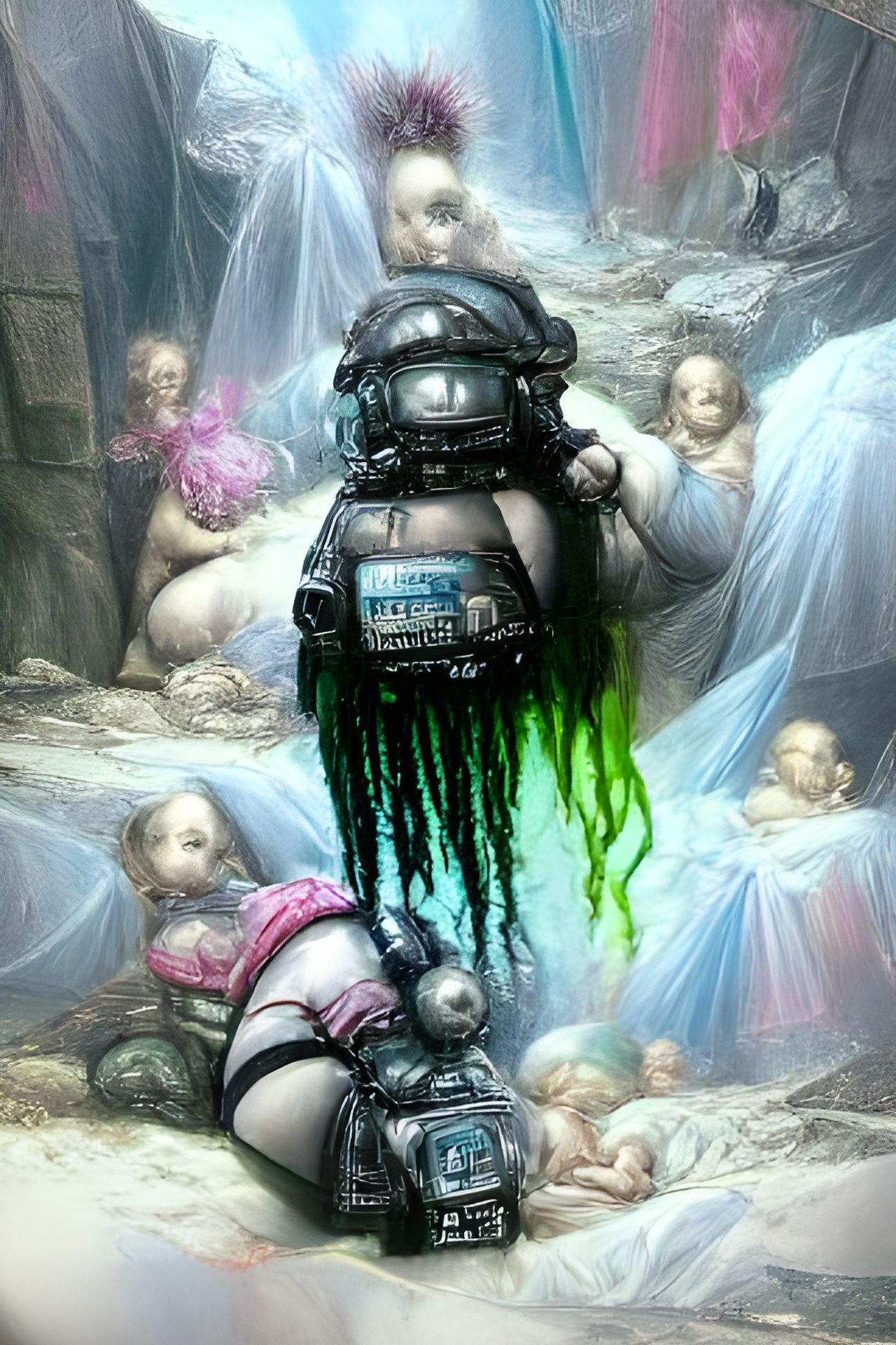 Cybergoth Mahou Shoujo in Hyperrealistic Digital Art