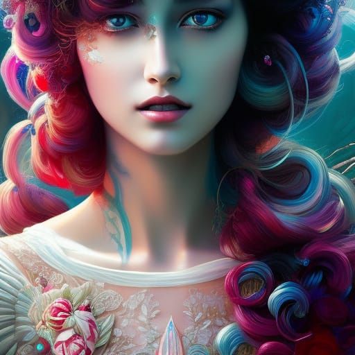 Gorgeous Girl at Restaurant in Rococo Speedpainting Style