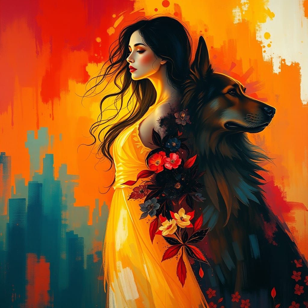 A beautiful woman and dog