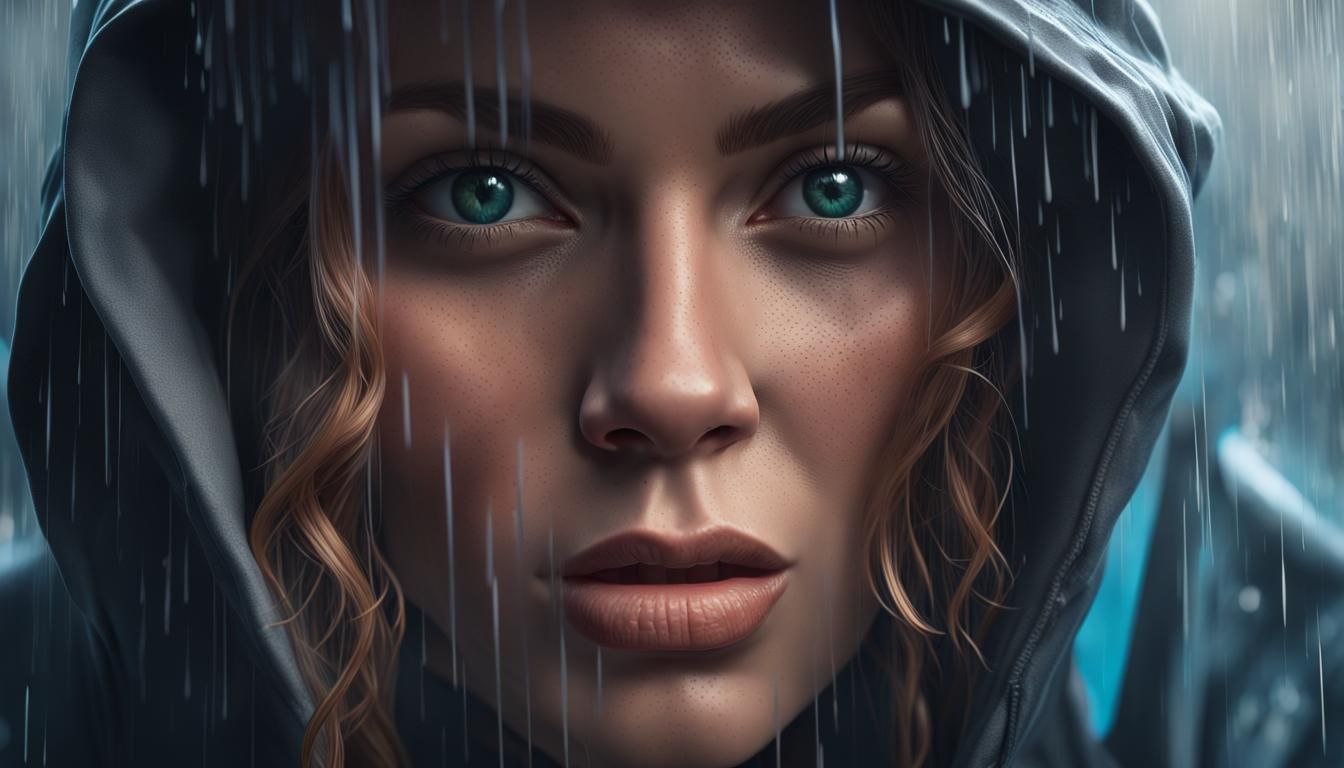 A woman wearing a rain proof Jacket