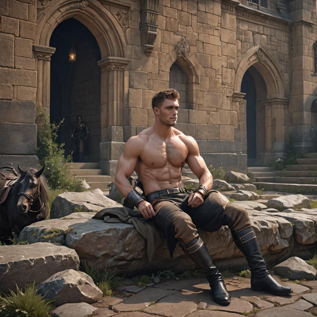 British Horse Guard Resting: Detailed Matte Painting