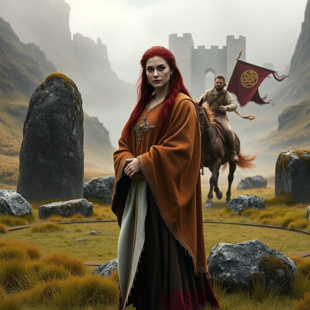 Regal Celtic Queen in Earthy Stone Circle