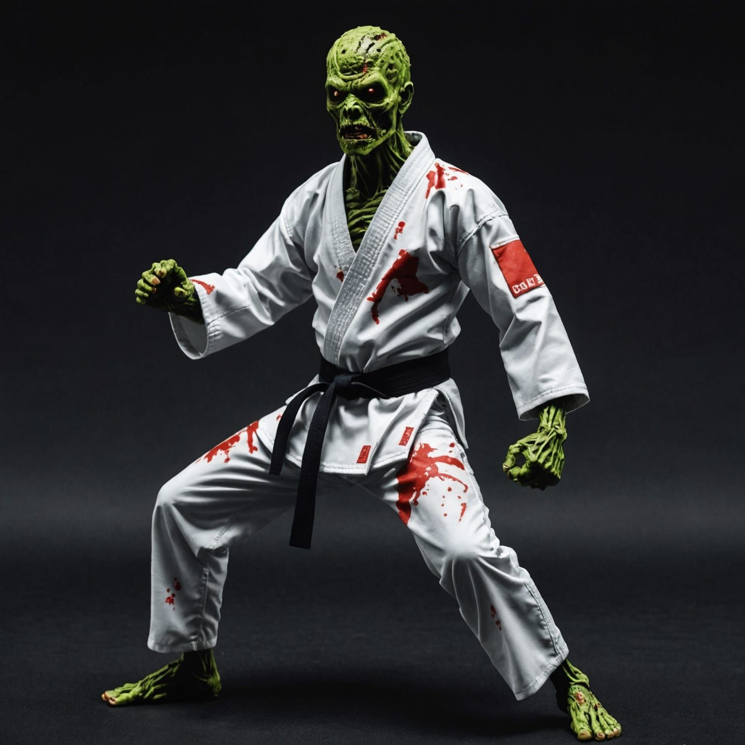 Karate Zombie Emerging from the Darkness