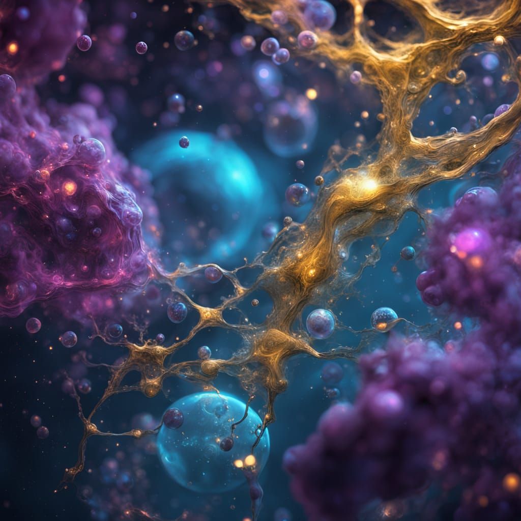 Ink and Gold Dissolving in Water Under Night Illumination