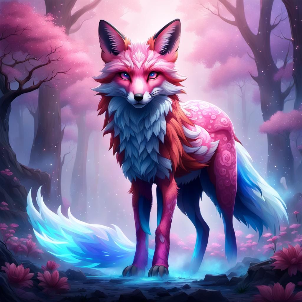 Fox with Glowing Mist and Wings
