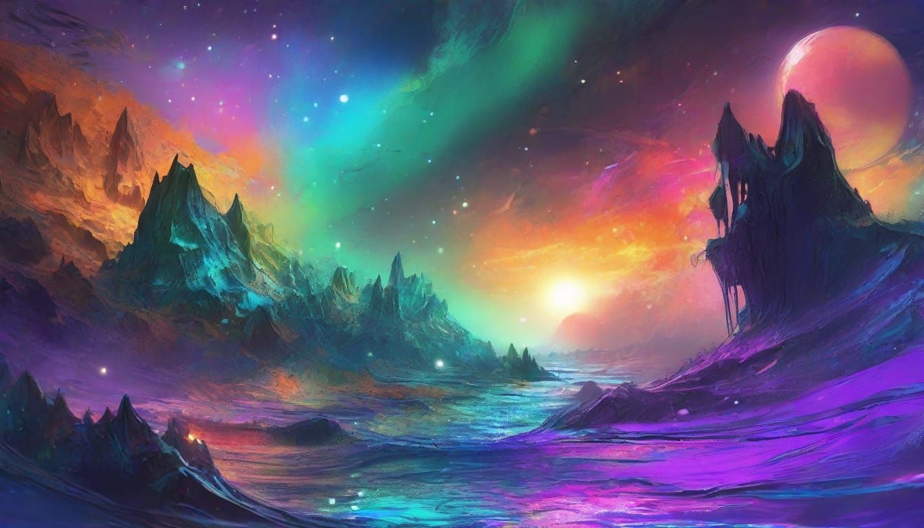 Surreal Abstract Sunset in Metallic Tones