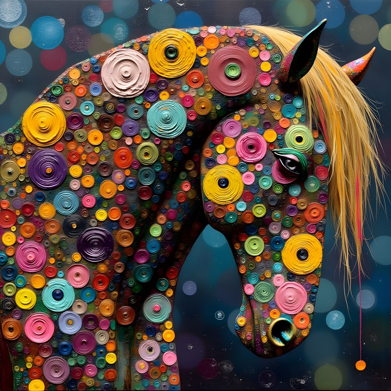 Collage Horse of Colorful Trash in Dramatic Digital Art