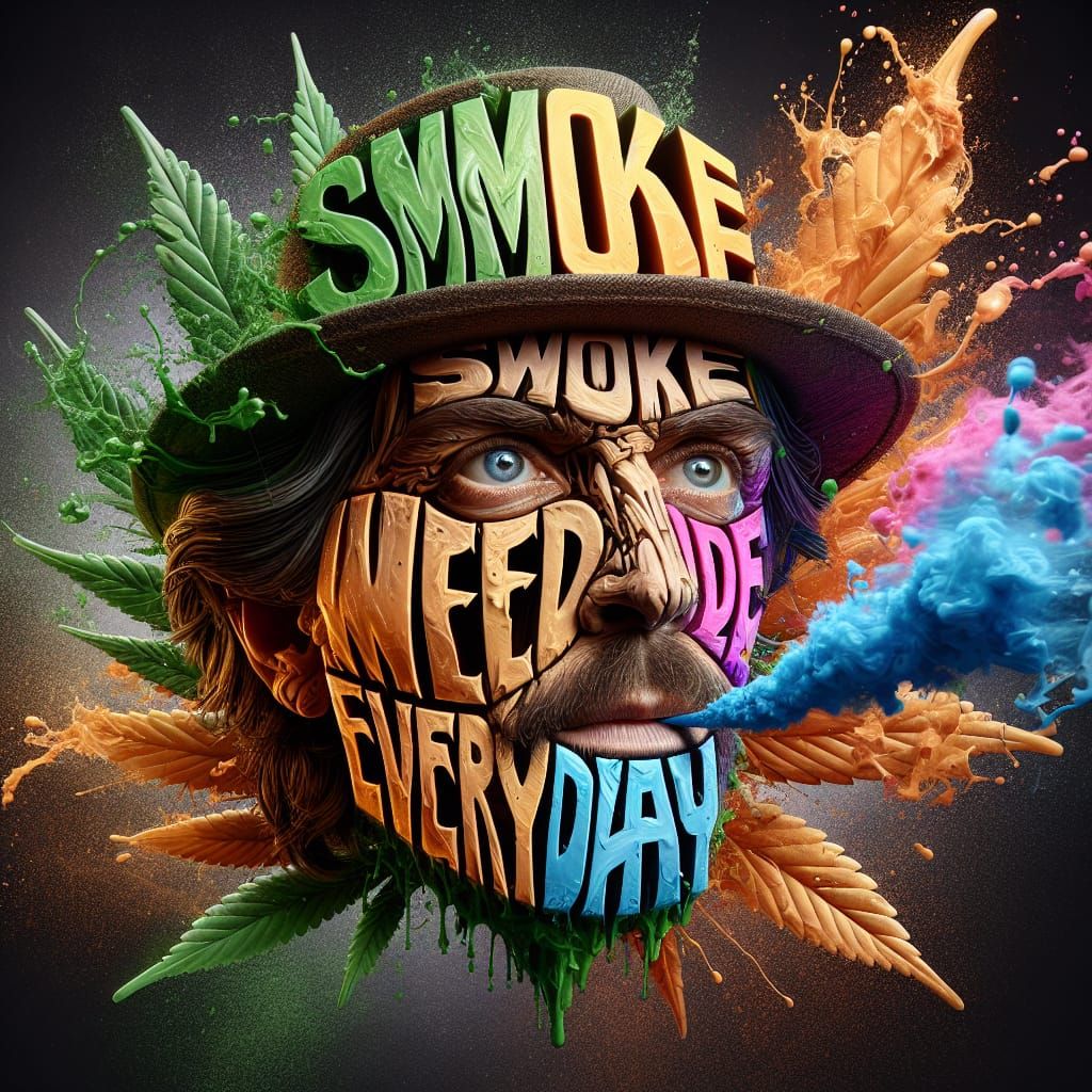 Hyperrealistic Splash Art of Smoke Weed Everyday