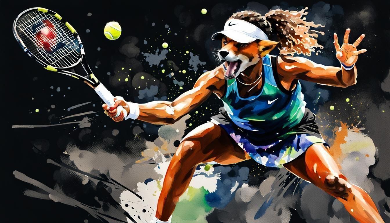 Fox Athlete: Harlem Renaissance Watercolor Impression