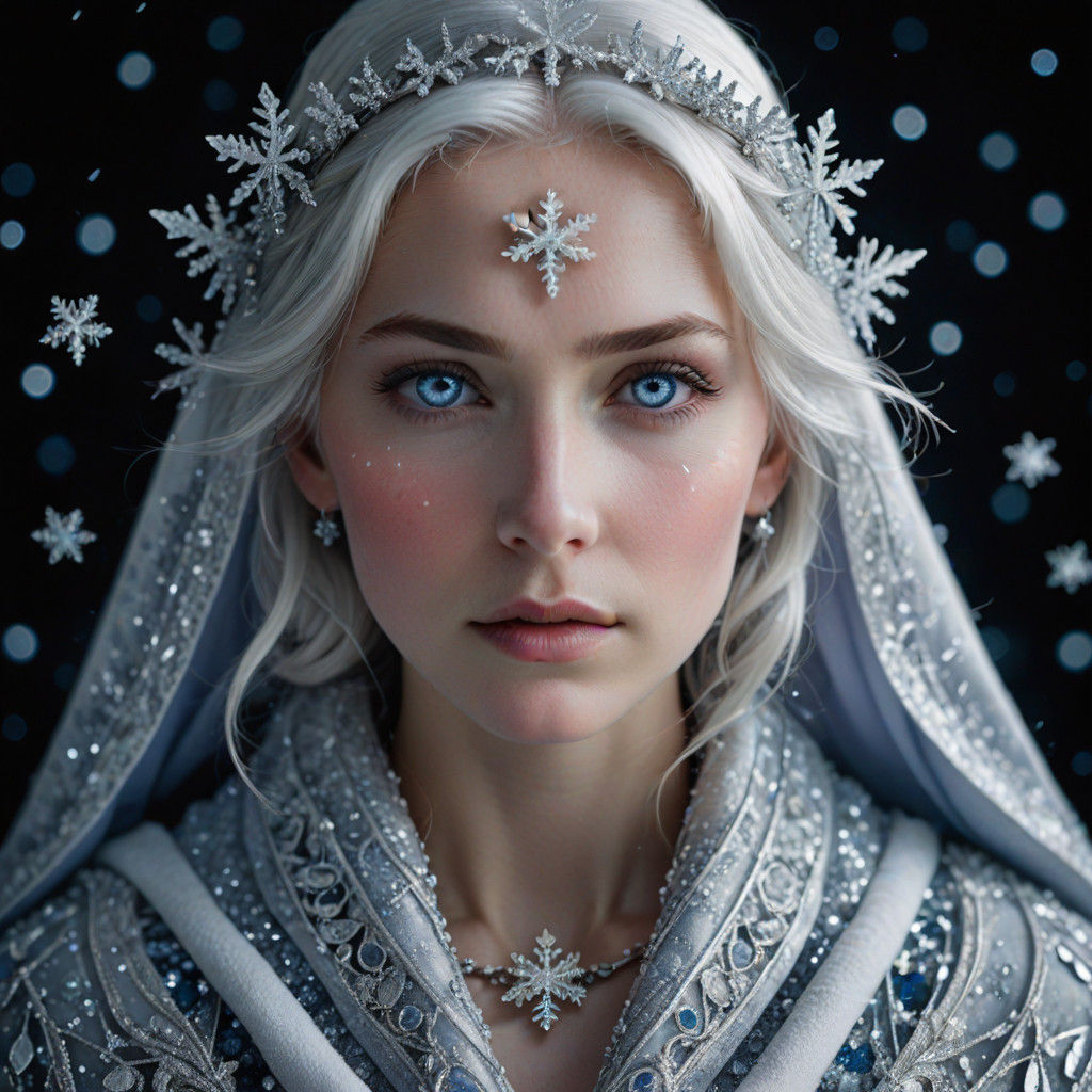 Ethereal Angel with Icy Blue Eyes and Shimmering Platinum Ha...