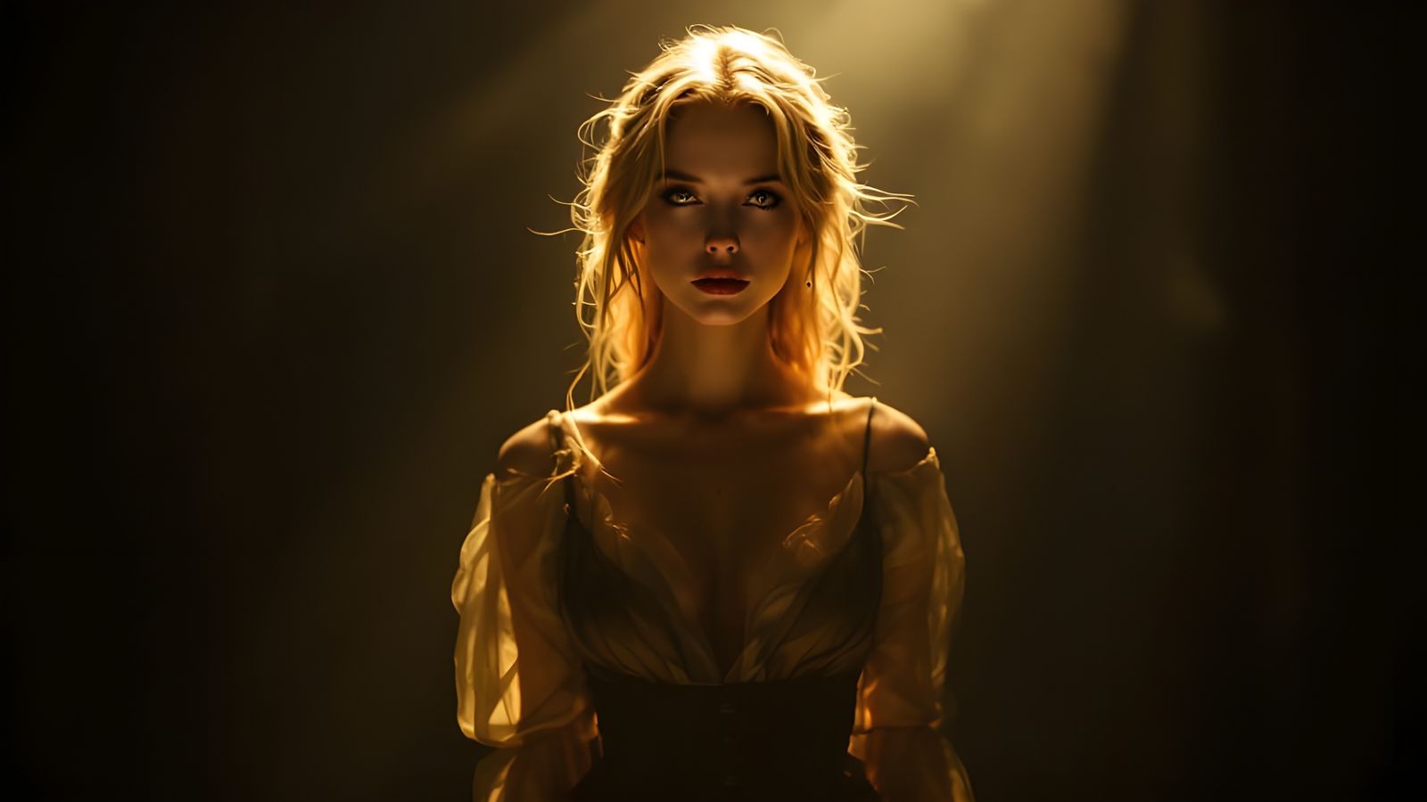 Pin Up Woman in Dramatic Enlightenment Light