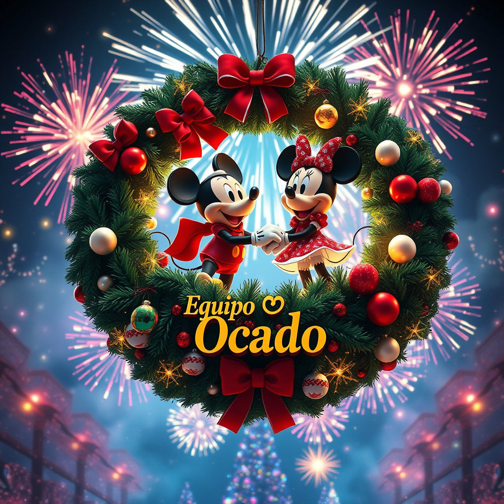 Mickey and Minnie Mouse Christmas Wreath in 3D