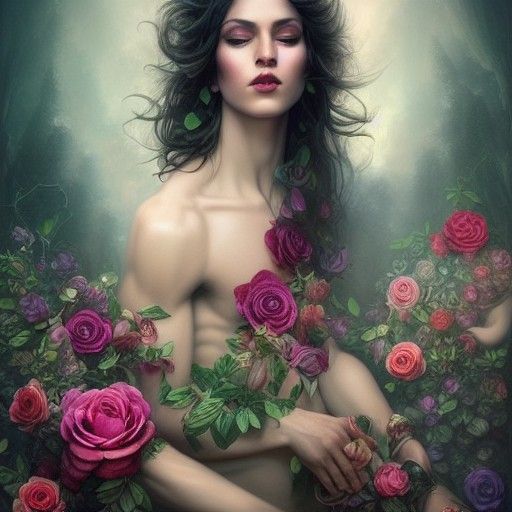 Decadent Androgynous God in a Detailed Matte Painting