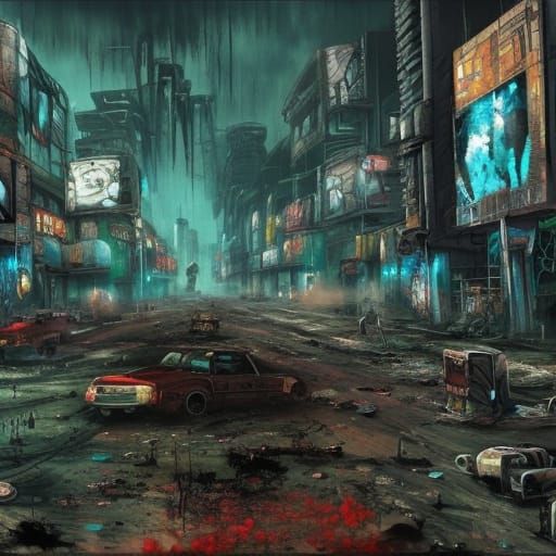 Cyberpunk Zombie Apocalypse Cityscape