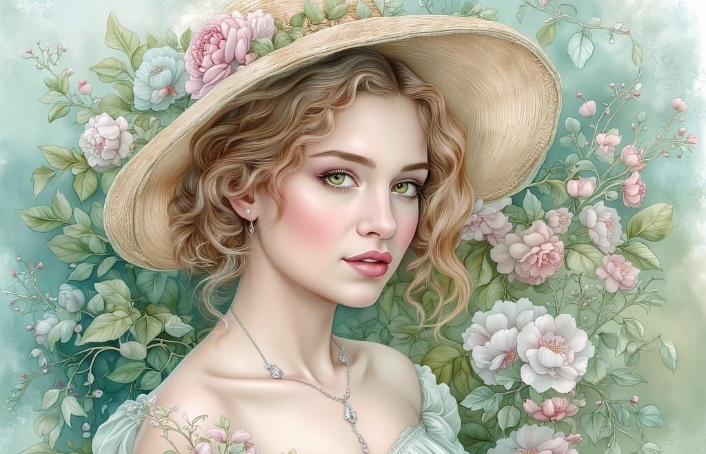 Woman's Portrait in Cozy Pastel Style