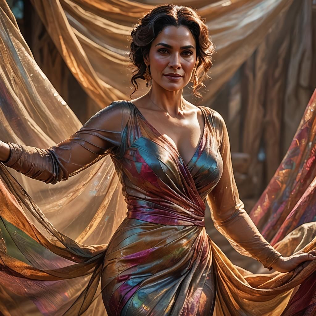 Sensual Woman in Transparent Fabric: Photorealistic Art