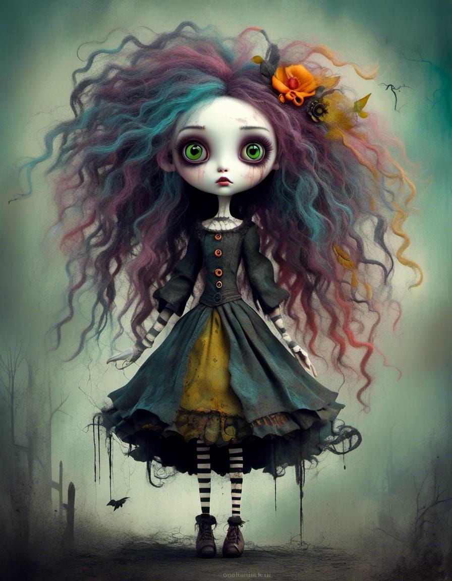 Quirky Witch Doll in Pop Art Style