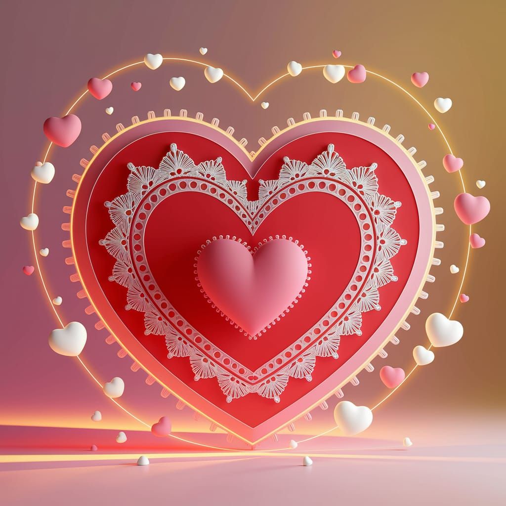 3D Valentine's Card with Lace and Hearts