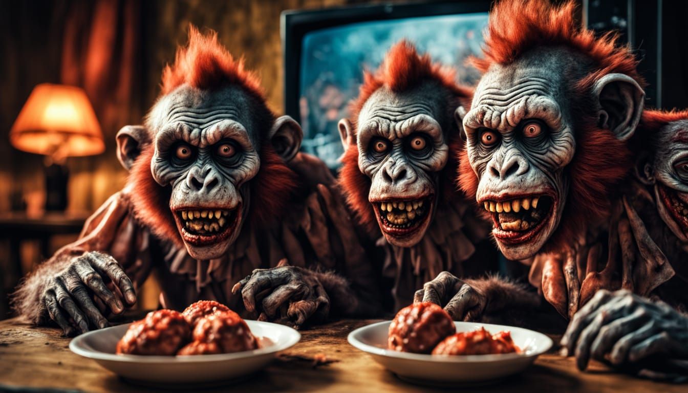 Hyper-Realistic Zombie Monkey Monster Clown Family Portraits...