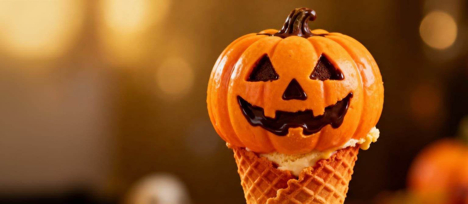 Jack O Lantern Ice Cream Cone Delight