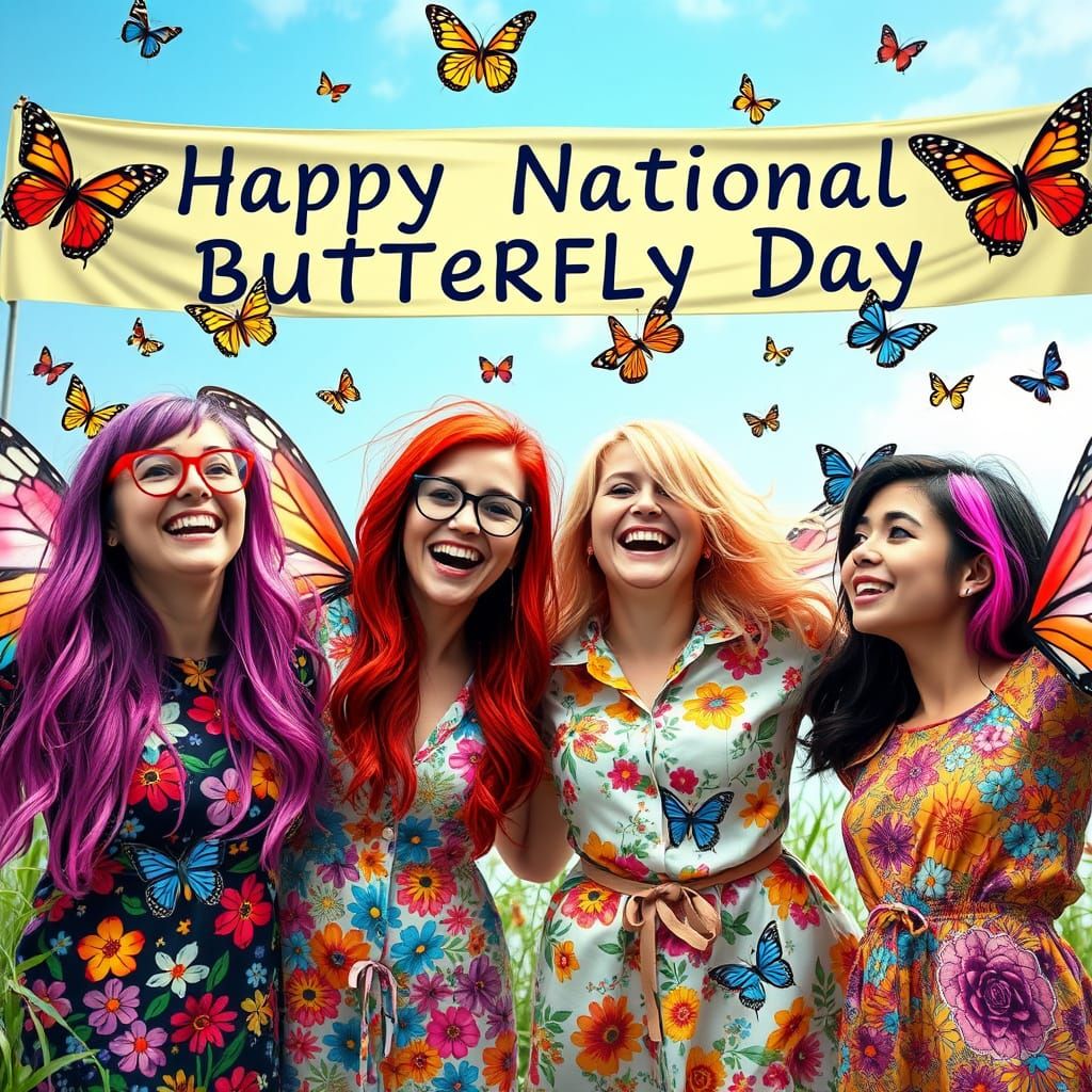 Butterfly Day Celebration in Pop Art Style