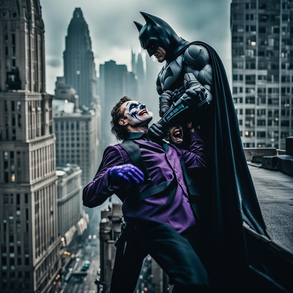 Batman and Joker Dramatic Cinematic Film Still