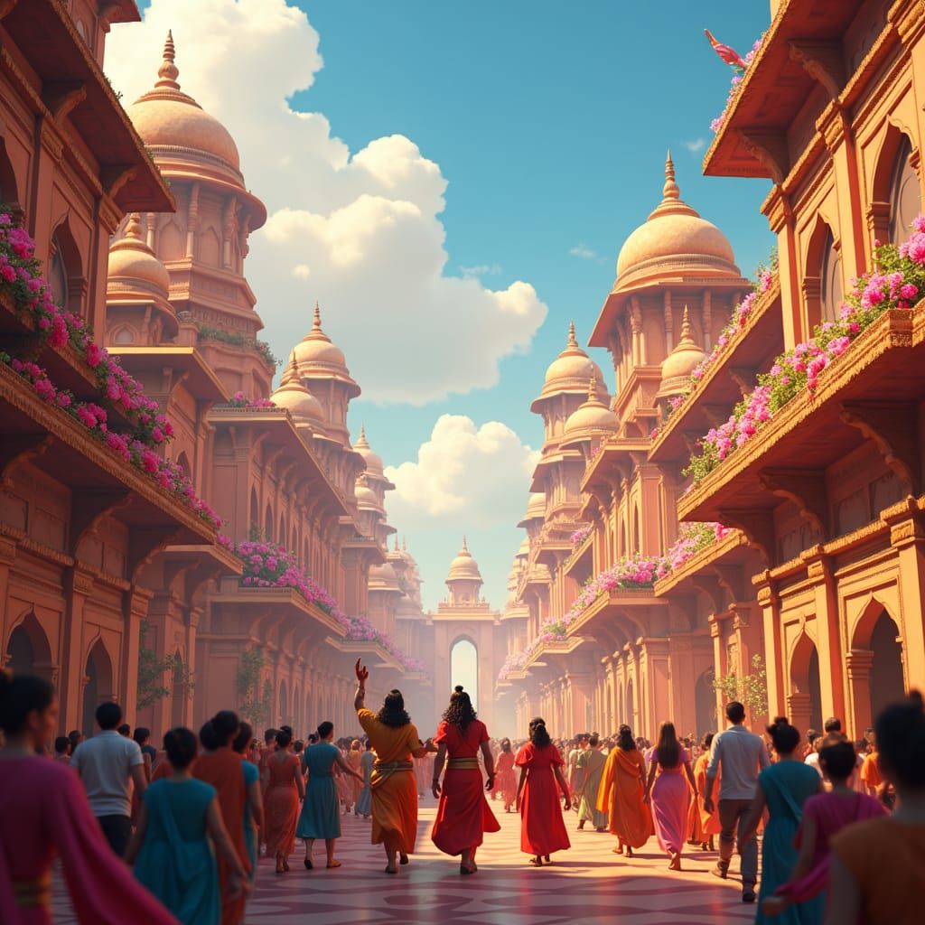 Ram, Sita, and Lakshman Return to Ayodhya in 3D Cartoon
