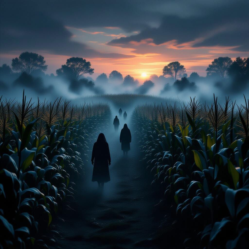 Eerie Haunted Corn Maze at Twilight