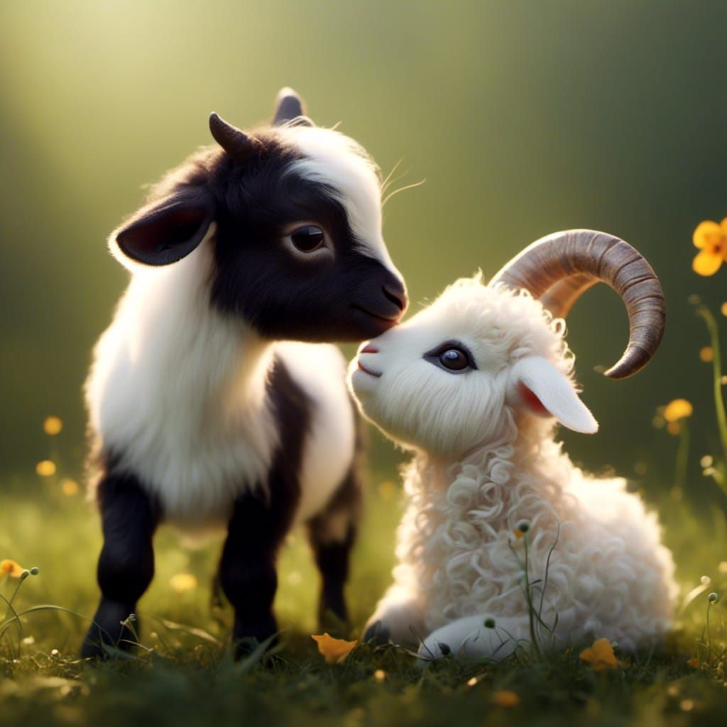 Kittens Playing with Baby Goat: A Heartwarming Scene