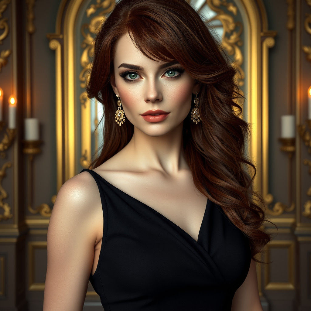 Woman with Auburn Hair in Hyper-Realistic Digital Art