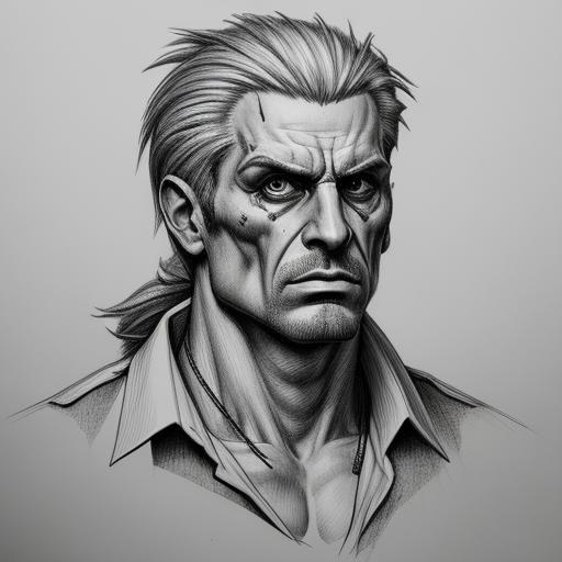 Hyperdetailed Criminal Sketch in Black and White