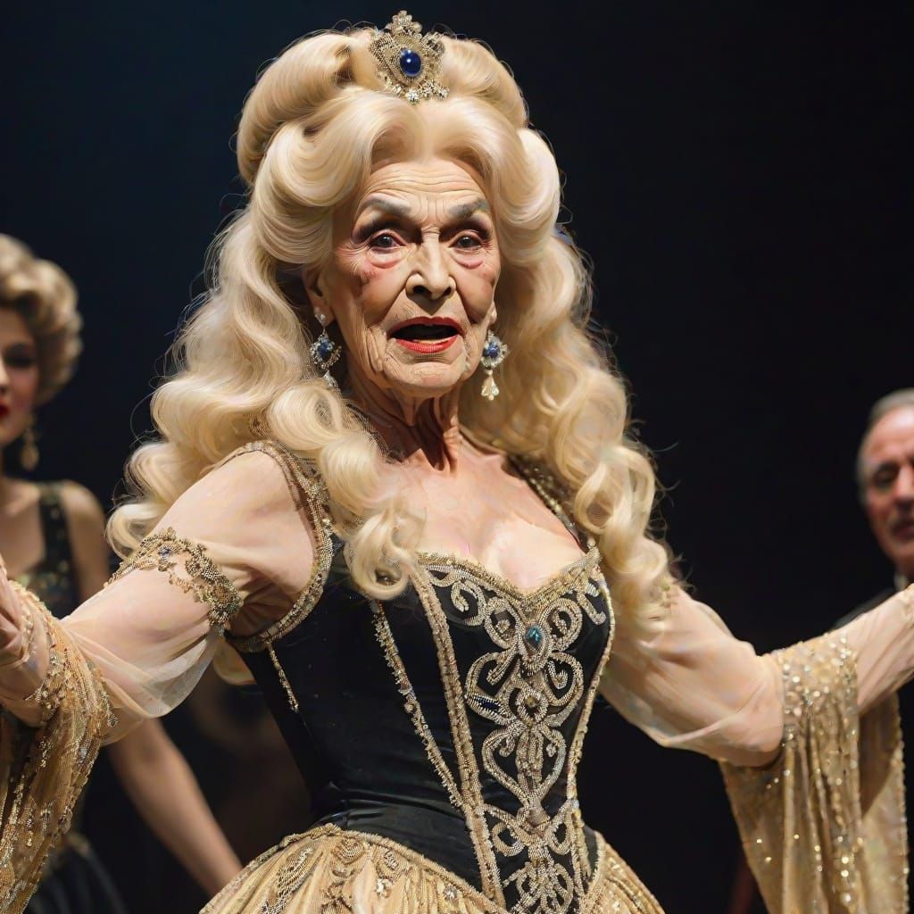 Glamorous Elderly Transvestite as Merry Widow