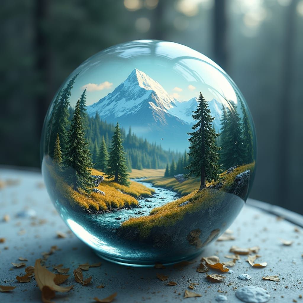 Ethereal Glass Orb Encases Miniature Fantasy World