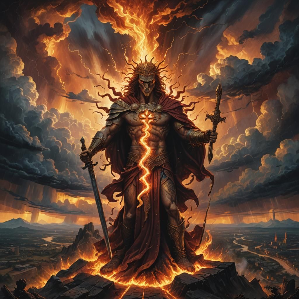 Flaming Sword of Wisdom in Biblical Landscape