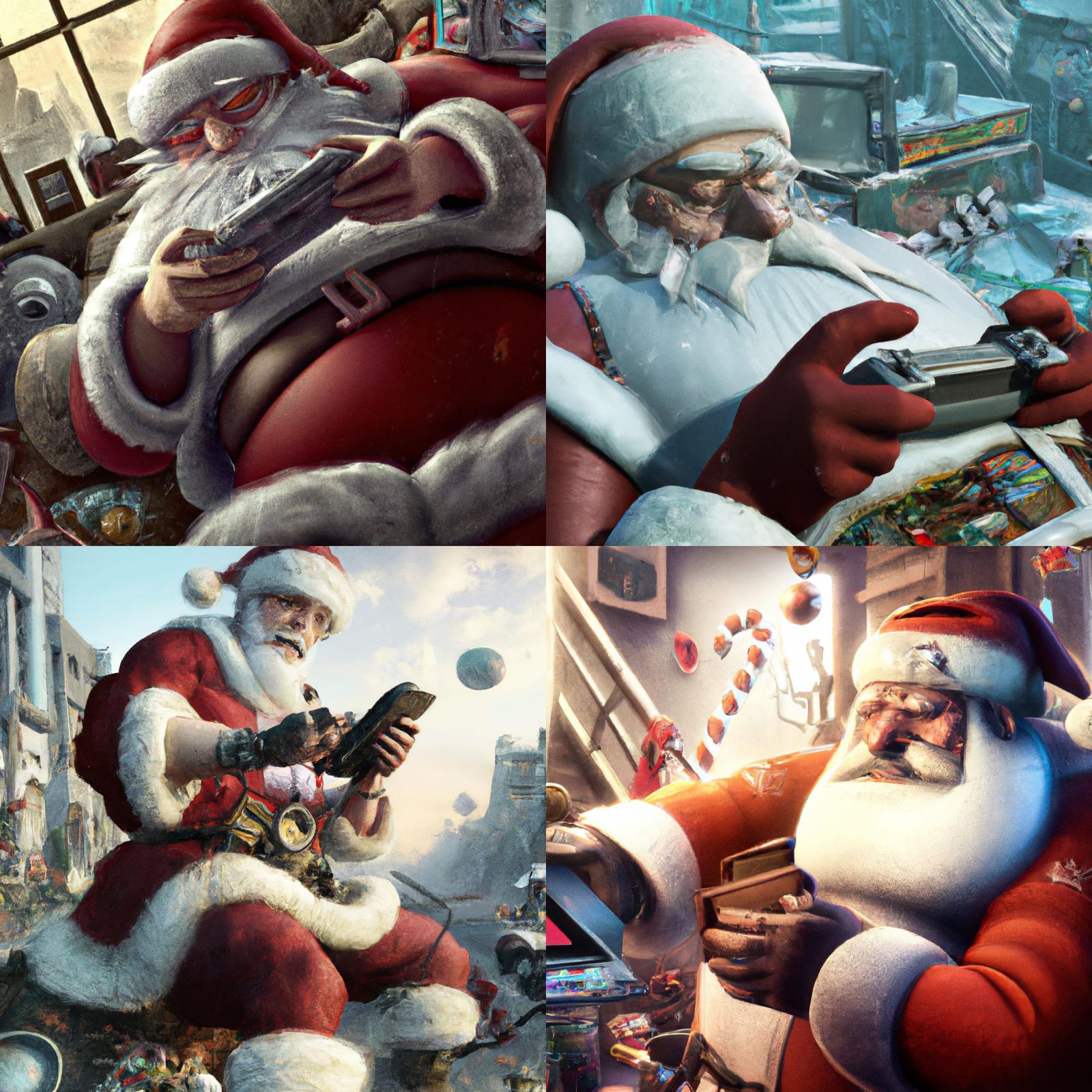 Santa Claus Playing Game Boy in GTA V Style