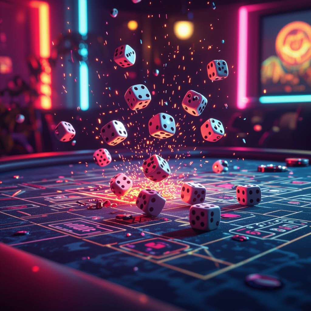 Dice Game in Surreal Futuristic Style