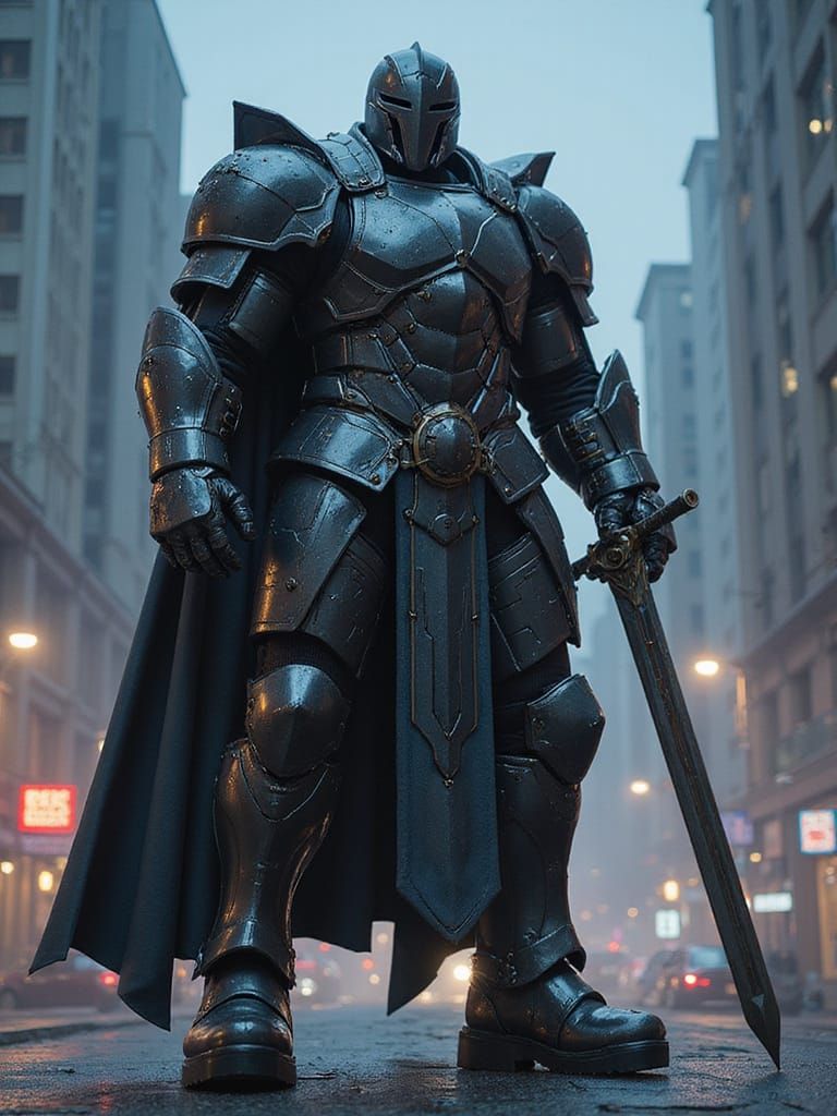 Cyber Knight: Futuristic Warrior in Dark Armor