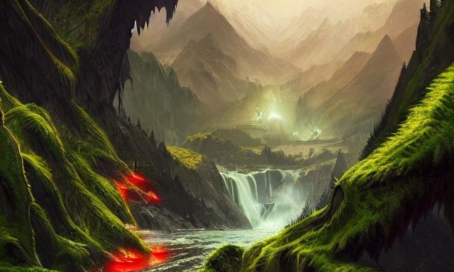 Dragon in Valley: Detailed Matte Painting