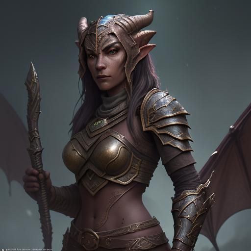 Bronze Dragonborn Ranger in Detailed Matte Painting Style