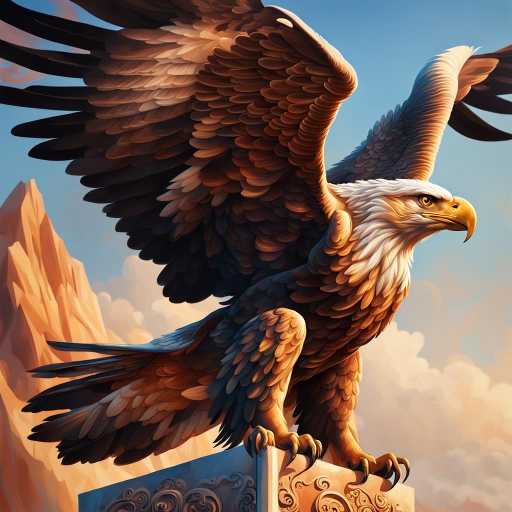 Imperial Eagle on Banner in Hyperrealistic Style