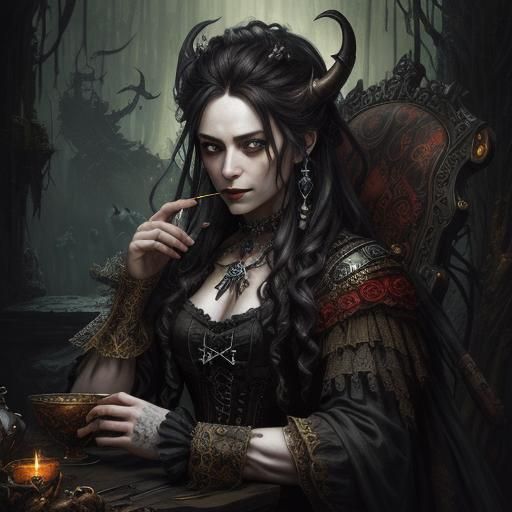 Vampire Royalty in Pirate Hideout: Dark Fantasy Art