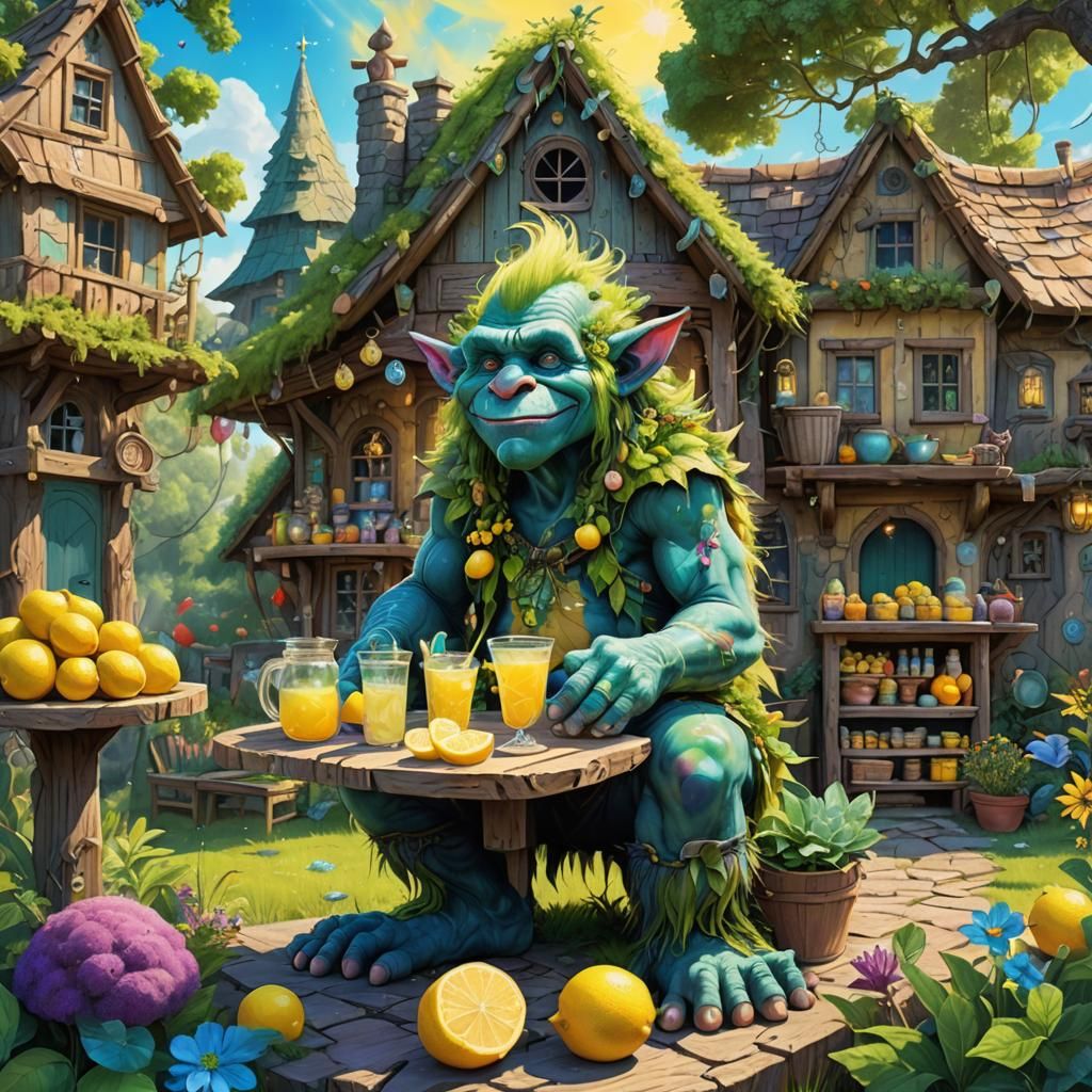 Troll's Lemonade Stand: Cosmic Astral Illustration