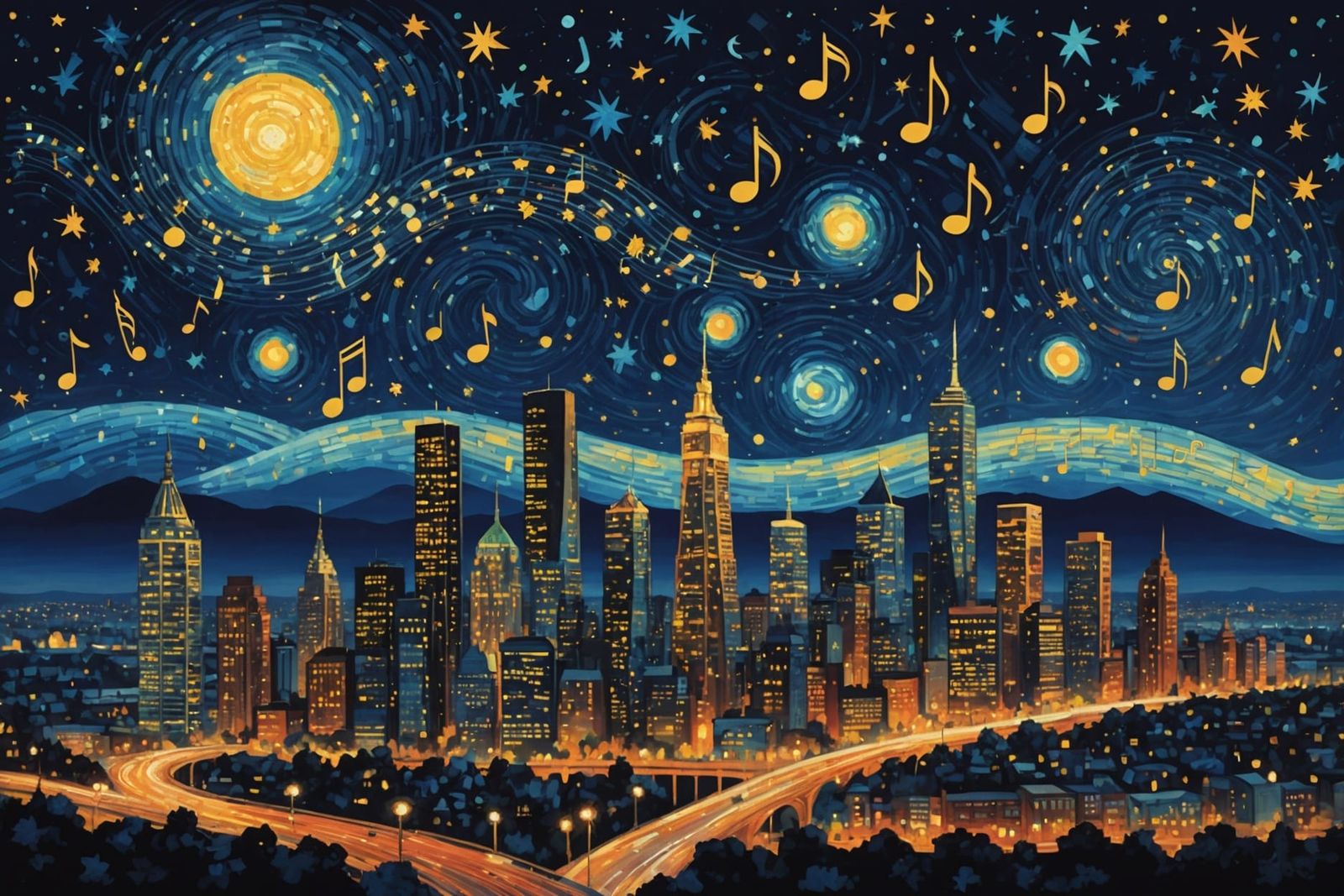 Musical Cityscape: Vibrant Notes Become Buildings