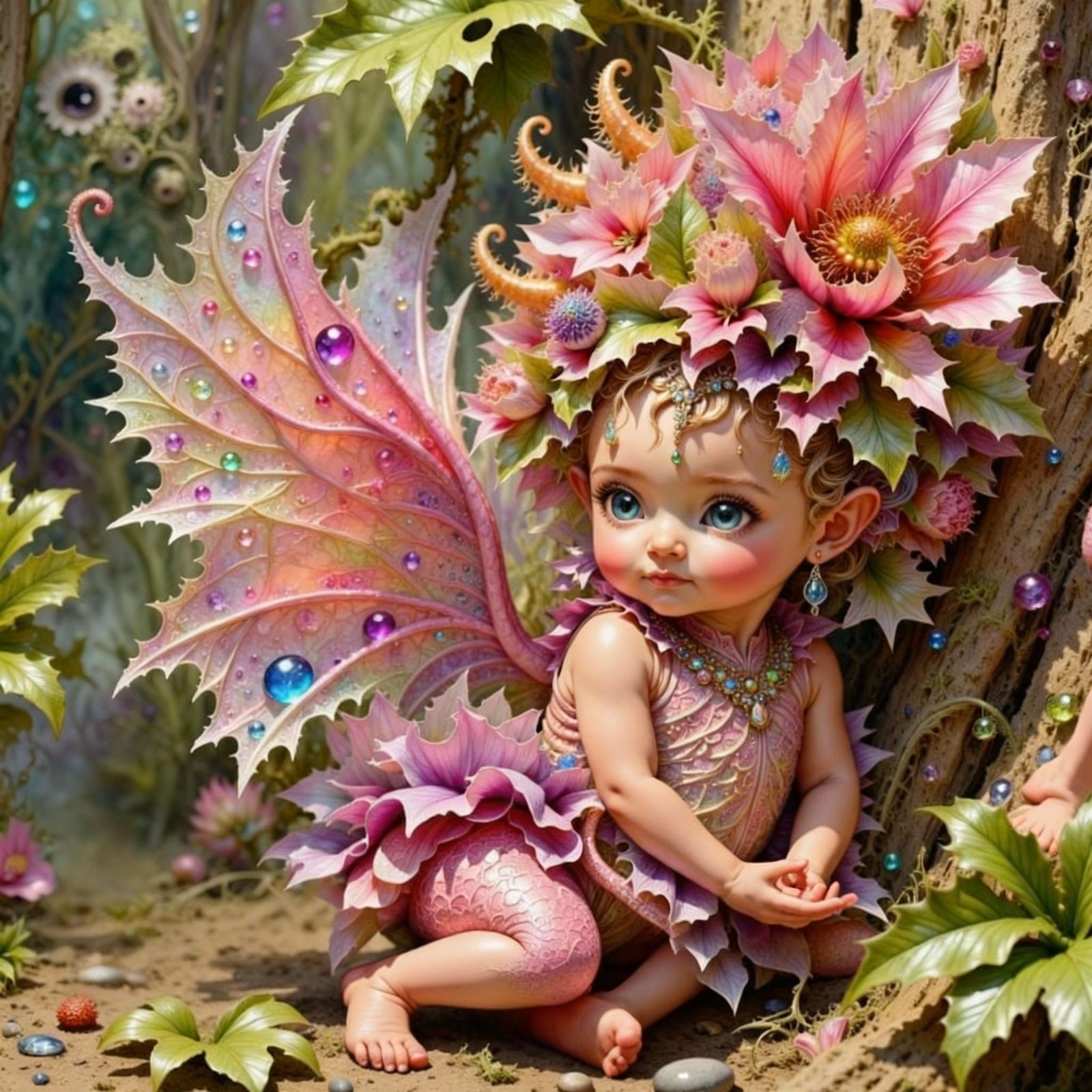 Adorable Elven Baby in Peony Flower Costume