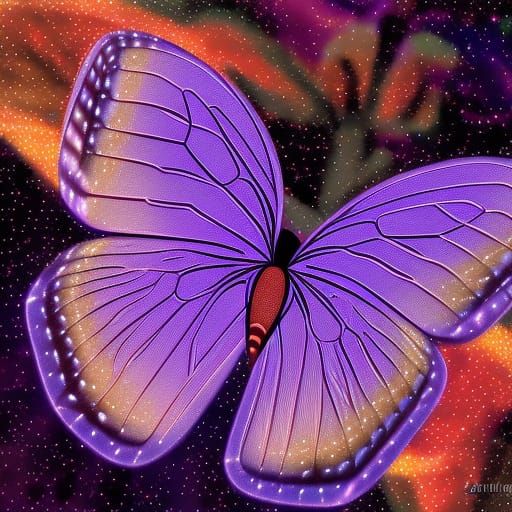 A very beautiful purple butterfly in the starlight