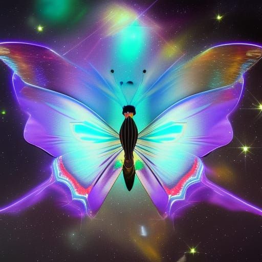 A very beautiful purple butterfly in the starlight