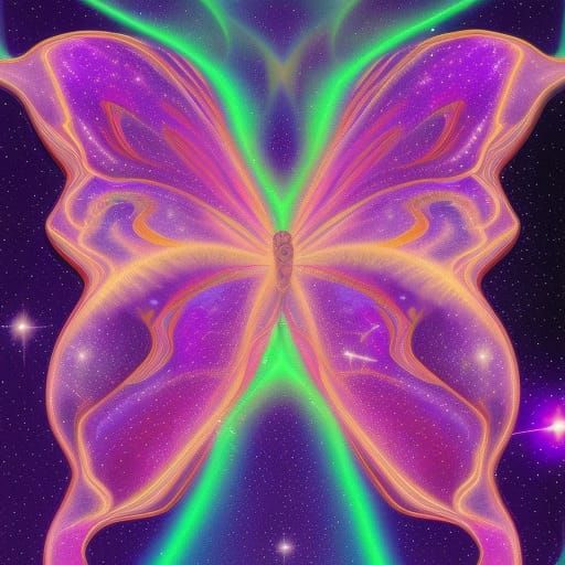 A very beautiful purple butterfly in the starlight