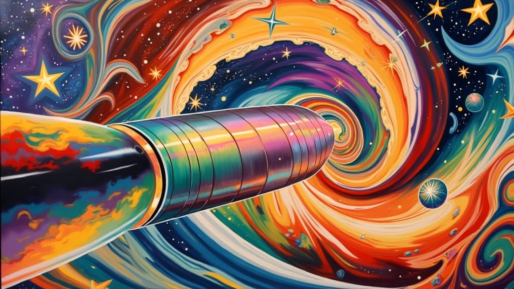 Cosmic Vortex in Fiery Antipasto Oil Painting